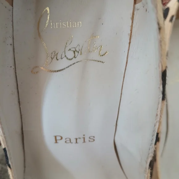 Christian Louboutin Spotted Black and Tan Heels - Picture 3 of 10